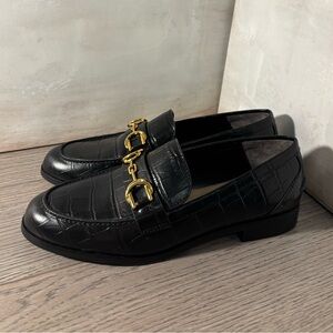 Black Stuart Weitzman Owen Embellished Leather Loafers